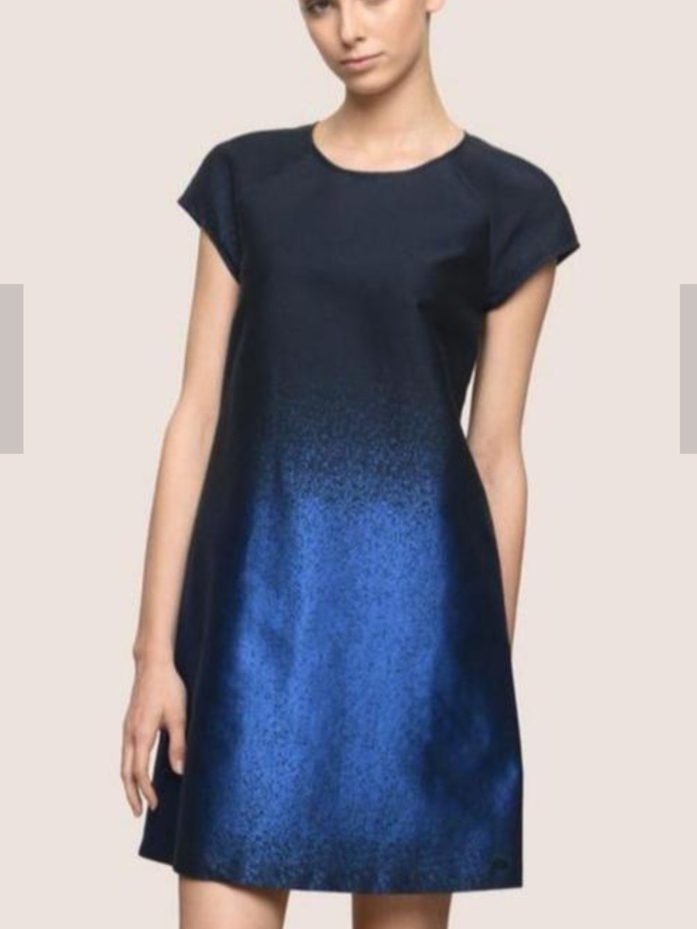 New  Armani Exchange blue ombré short-sleeve dress